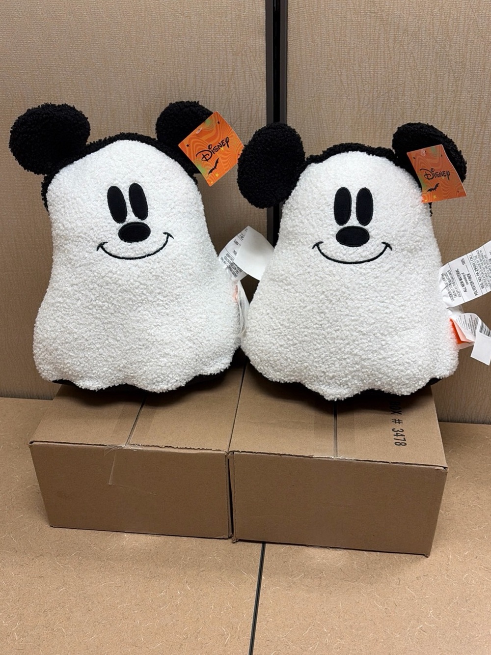 Disney Black & White Mickey Ghost Plush Accent Pillow Aldi NWT